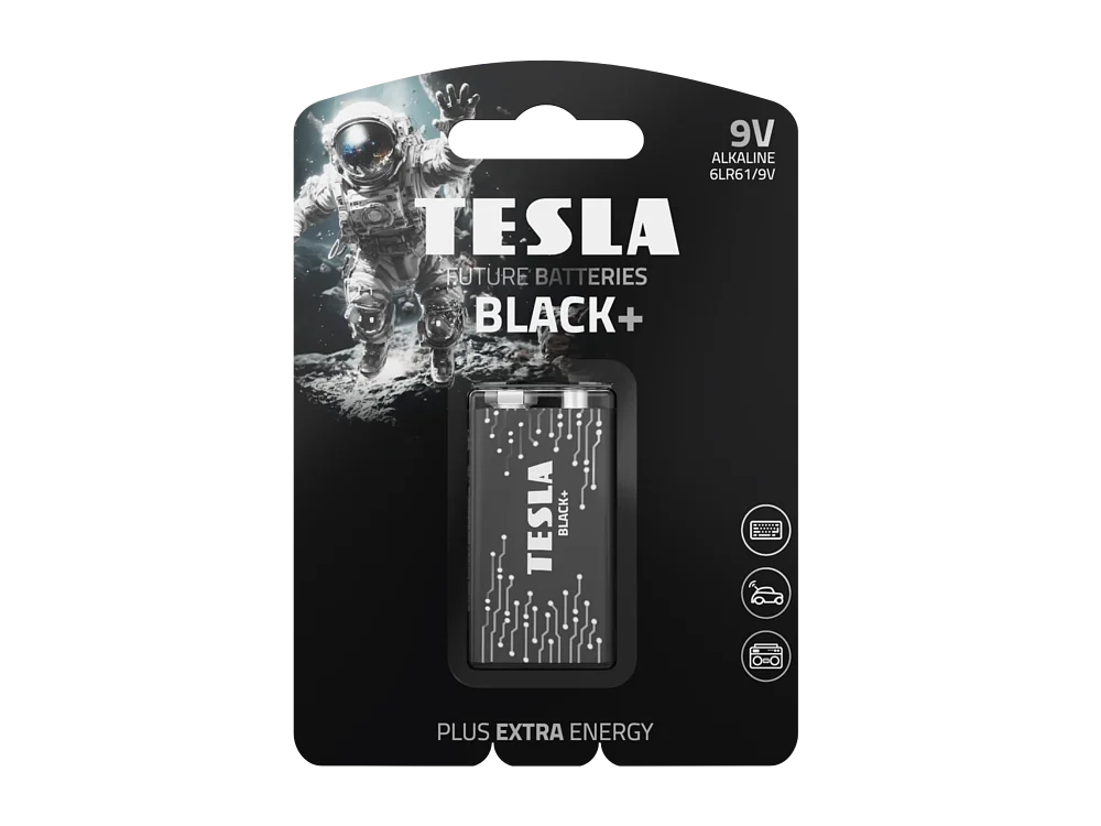 TESLA BATTERIES  Black+ 9V 1шт